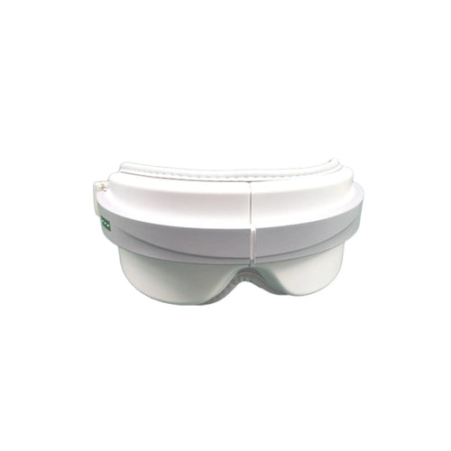 Eye Lux eye massager in white with its soft padded headband