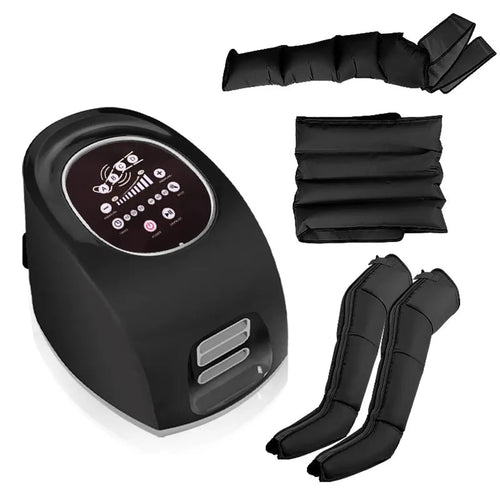 Black air compression control unit with leg, arm and waist wraps