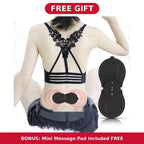 Free gift: bonus mini massage pad shown on a woman's lower back, next to its remote