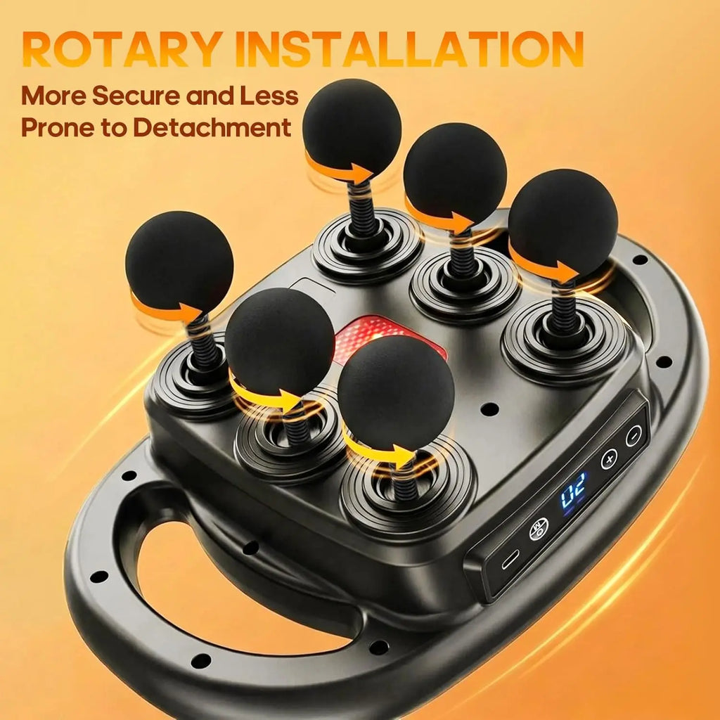 6-head dual handle percussion massager, close view of the massage heads