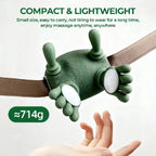 Bionic Finger Neck Massager shown from above with its silicone fingers and brown strap, labeled about 714 grams