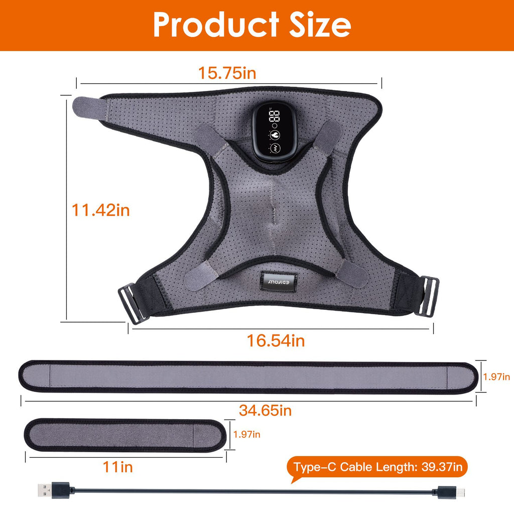 Size diagram of the shoulder wrap and its two straps