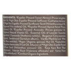 Ingredient label: sweet almond, safflower, sunflower, grapeseed, apricot kernel and avocado oils, vitamin E, with lavender, chamomile, bergamot, sandalwood, vanilla and rose, argan nut oil, sea buckthorn oil, kava kava root, valerian root and yarrow flower