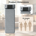 Size diagram of the mat, about 65 by 20.5 inches, fitting people from 5 feet 2 inches to 6 feet tall