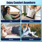 Photos of the massager used in a car, at the office, at home and while traveling