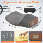 Size diagram of the pillow and eye mask, with close-ups of the memory foam and fabric