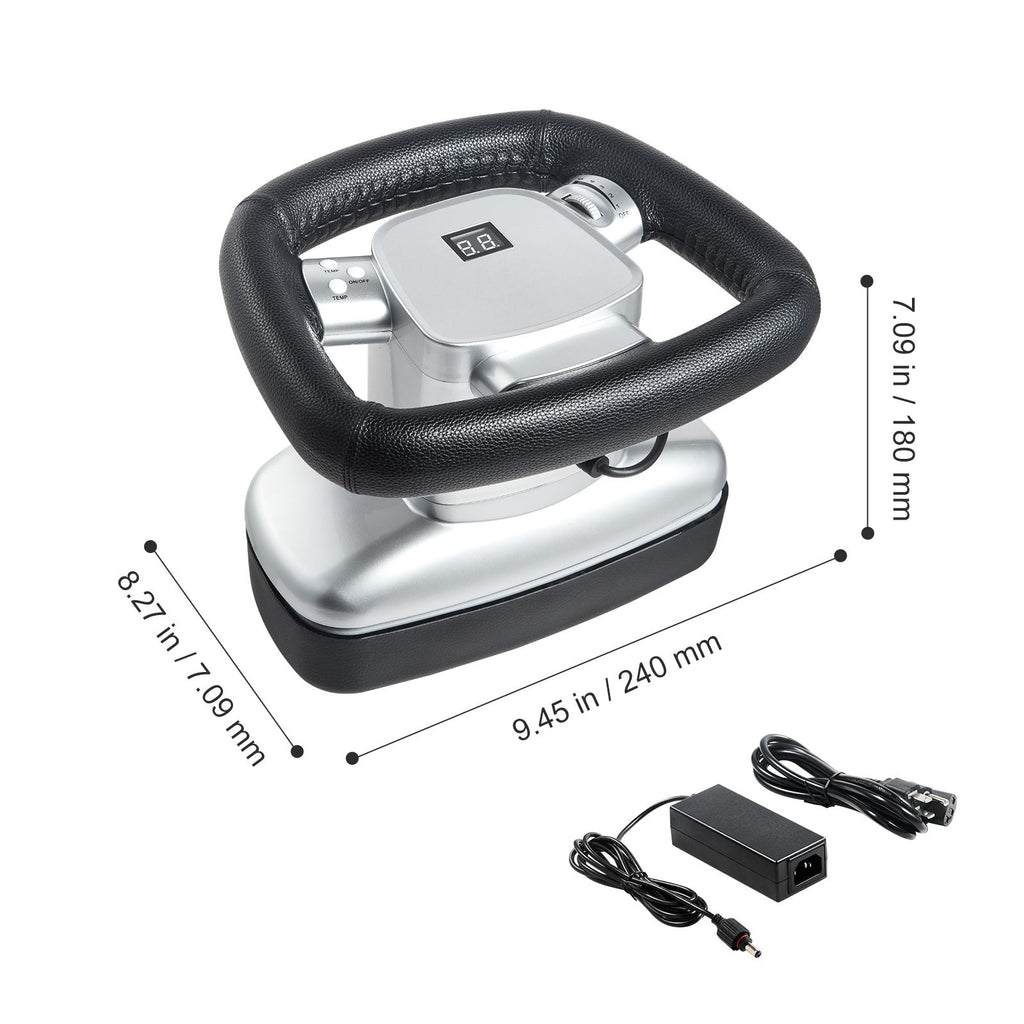 VEVOR massager with its power adapter and size measurements