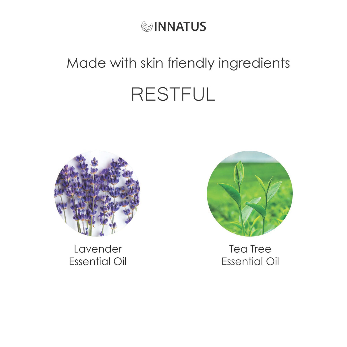 Innatus Restful spray ingredients: lavender and tea tree essential oils