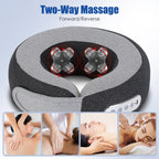 Top view of the pillow's 12 kneading heads, with photos of forward and reverse massage