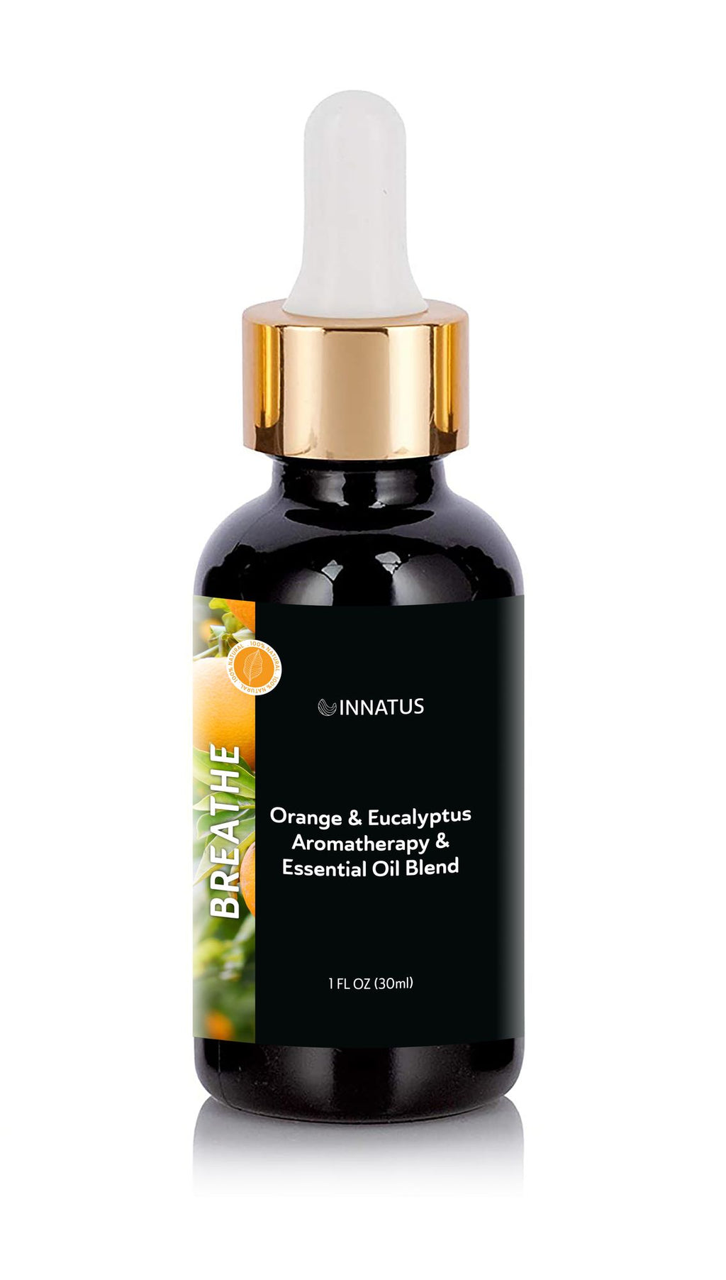 Innatus Breathe essential oil blend, 1 oz bottle with orange and eucalyptus