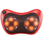Red massage pillow with its four kneading heads glowing