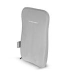Light gray shiatsu back cushion, side view