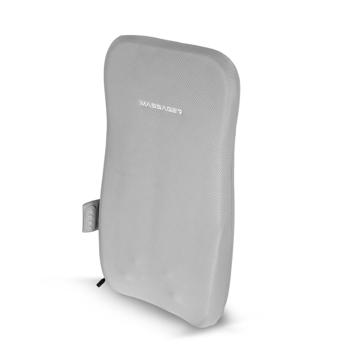 Light gray shiatsu back cushion, side view