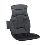 Black heated massage cushion with back and seat sections, front view