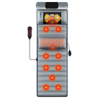 Gray massage mat with neck massager and controller, front view with glowing massage spots
